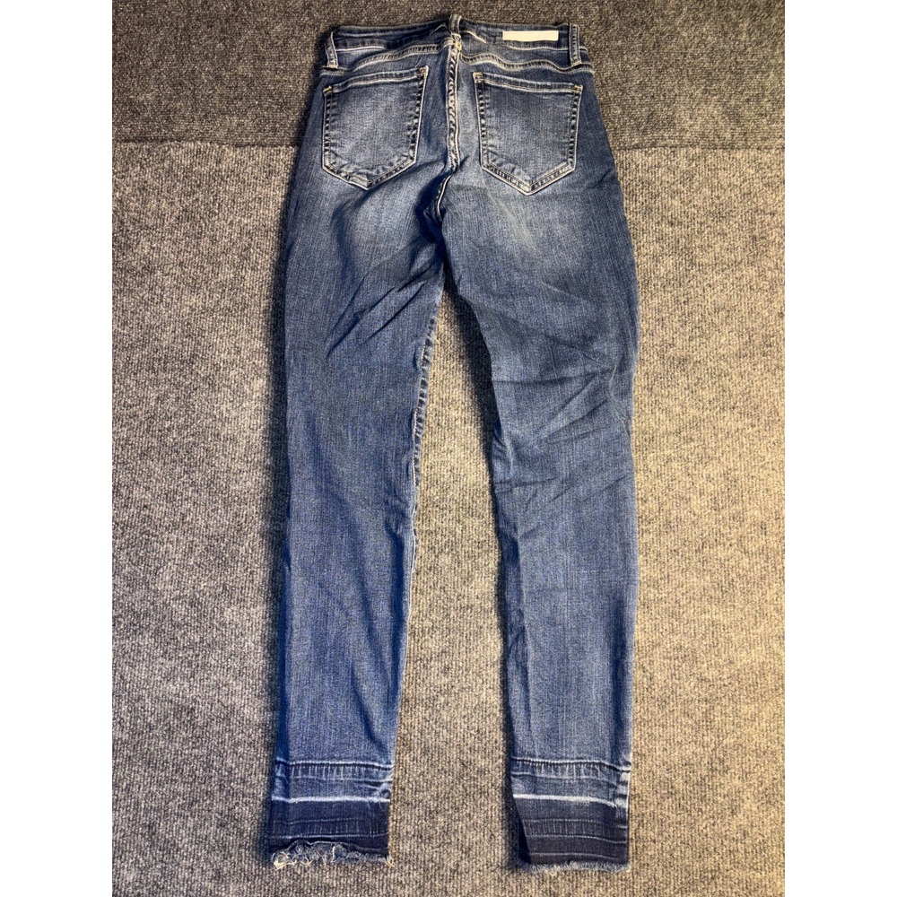 Cello Skinny Jeans Womens 1 Blue Denim Midโ Rise Distressed Whiskered Stretch